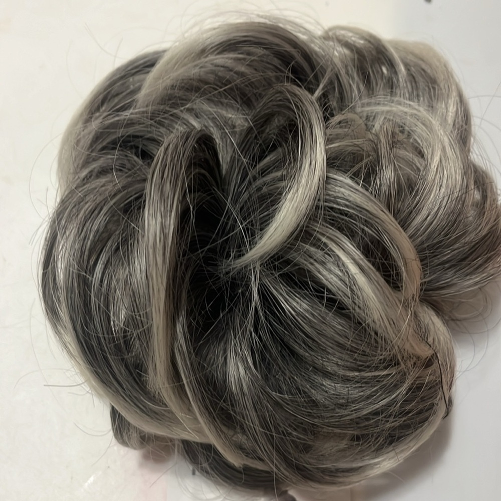 Feshfen Messy Hair Bun Stylish Gray Hair Bun Extension GRAY Bun - Picture 3 of 5